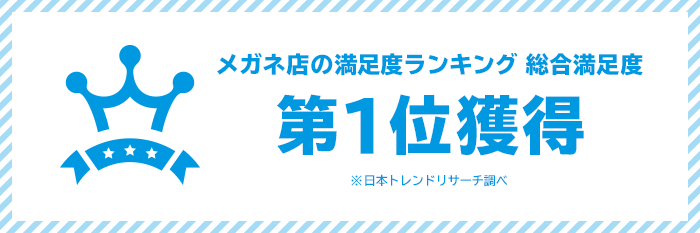 「メガネ店 満足度ランキング2020」にて総合満足度 第1位を獲得